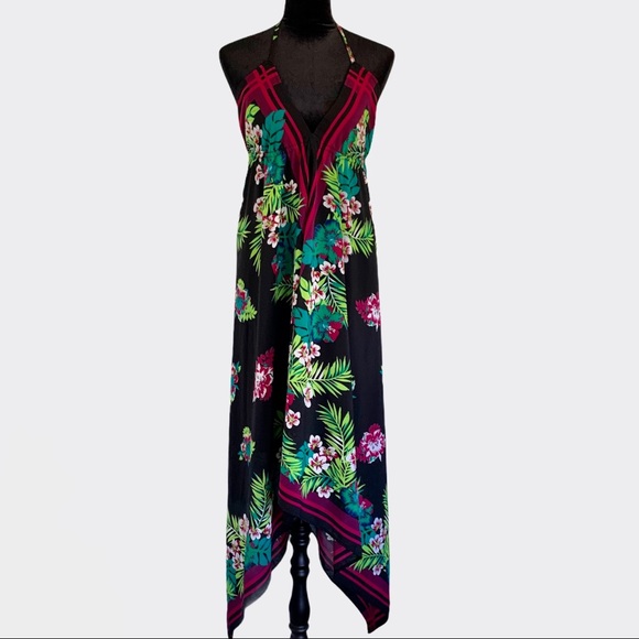 Old Navy Dresses & Skirts - OLD NAVY Black Tropical Handkerchief Halter Dress